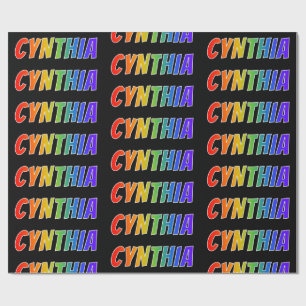 Papel De Presente Arco-Íris Nome "CYNTHIA"; Divertido e Colorido
