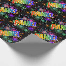 Papel De Presente Arco-Íris Nome "DANIEL" + Fireworks