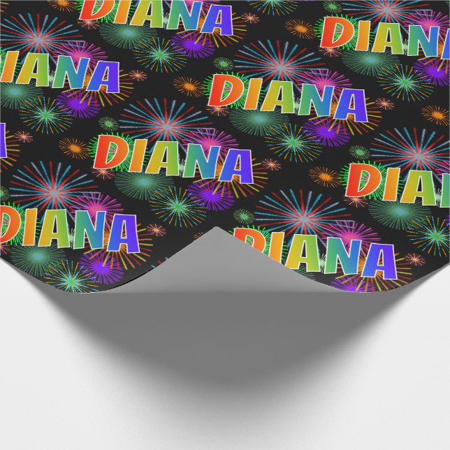 Papel De Presente Arco-Íris Nome "DIANA" + Fireworks (Ponta)