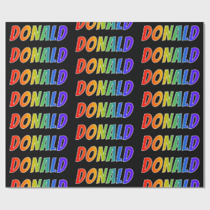 Papel De Presente Arco-Íris Nome "DONALD"; Divertido e Colorido