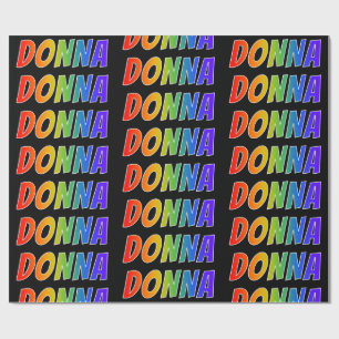 Papel De Presente Arco-Íris Nome "DONNA"; Divertido e Colorido