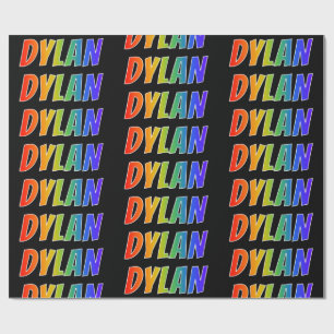 Papel De Presente Arco-Íris Nome "DYLAN"; Divertido e Colorido