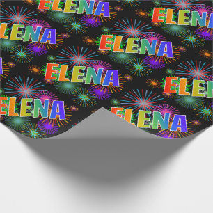 Papel De Presente Arco-Íris Nome "ELENA" + Fireworks