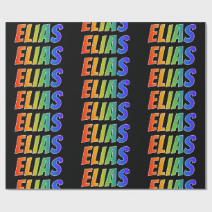 Papel De Presente Arco-Íris Nome "ELIAS"; Divertido e Colorido