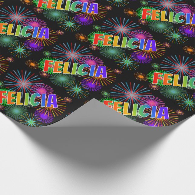 Papel De Presente Arco-Íris Nome "FELICIA" + Fireworks (Ponta)