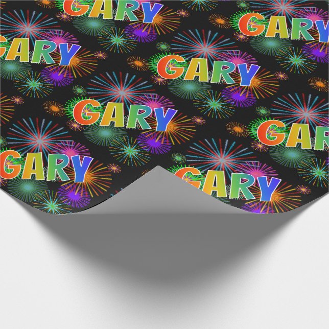 Papel De Presente Arco-Íris Nome "GARY" + Fireworks (Ponta)