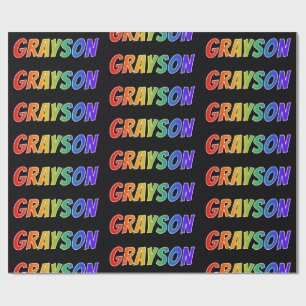 Papel De Presente Arco-Íris Nome "GRAYSON"; Divertido e Colorido