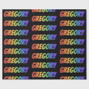 Papel De Presente Arco-Íris Nome "GREGORY"; Divertido e Colorido