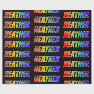 Papel De Presente Arco-Íris Nome "HEATHER"; Divertido e Colorido