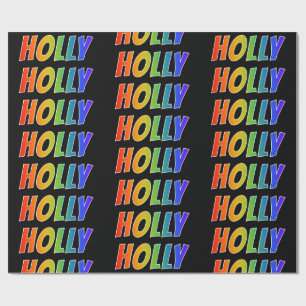 Papel De Presente Arco-Íris Nome "HOLLY"; Divertido e Colorido