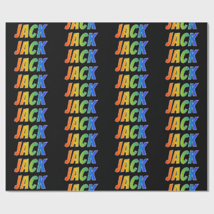 Papel De Presente Arco-Íris Nome "JACK"; Divertido e Colorido