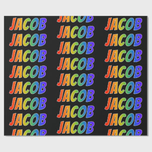 Papel De Presente Arco-Íris Nome "JACOB"; Divertido e Colorido
