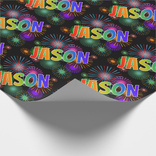 Papel De Presente Arco-Íris Nome "JASON" + Fireworks (Ponta)