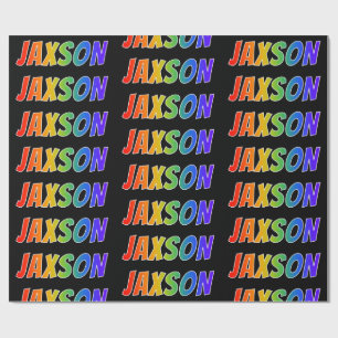 Papel De Presente Arco-Íris Nome "JAXSON"; Divertido e Colorido