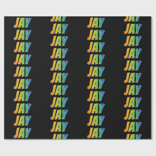 Papel De Presente Arco-Íris Nome "JAY"; Divertido e Colorido