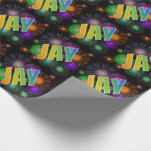 Papel De Presente Arco-Íris Nome "JAY" + Fireworks