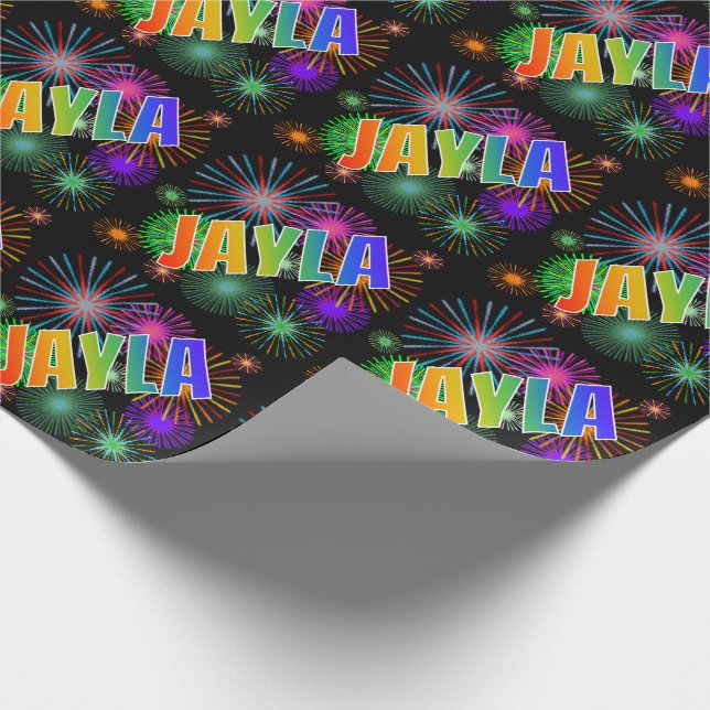 Papel De Presente Arco-Íris Nome "JAYLA" + Fireworks (Ponta)