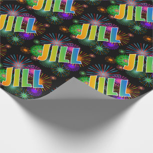 Papel De Presente Arco-Íris Nome "JILL" + Fireworks