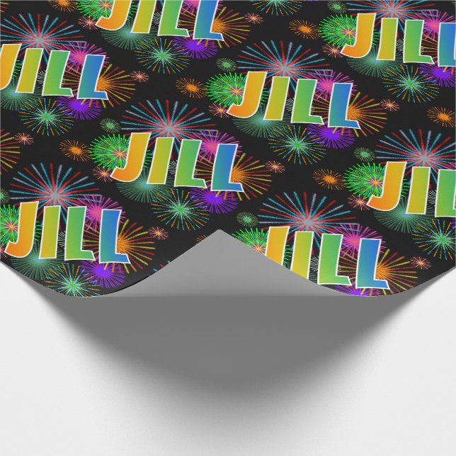 Papel De Presente Arco-Íris Nome "JILL" + Fireworks (Ponta)