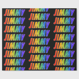 Papel De Presente Arco-Íris Nome "JIMMY"; Divertido e Colorido