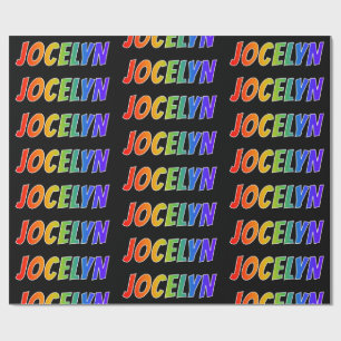 Papel De Presente Arco-Íris Nome "JOCELYN"; Divertido e Colorido