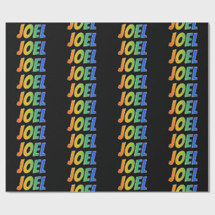 Papel De Presente Arco-Íris Nome "JOEL"; Divertido e Colorido