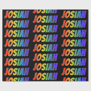 Papel De Presente Arco-Íris Nome "JOSIAH"; Divertido e Colorido