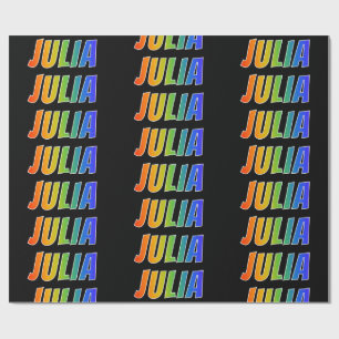 Papel De Presente Arco-Íris Nome "JULIA"; Divertido e Colorido