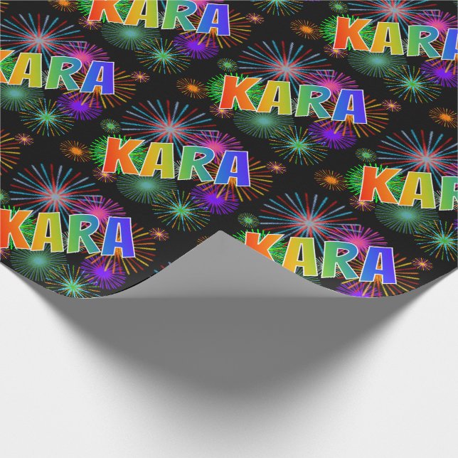 Papel De Presente Arco-Íris Nome "KARA" + Fireworks (Ponta)