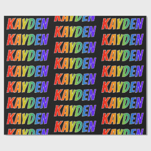 Papel De Presente Arco-Íris Nome "KAYDEN"; Divertido e Colorido