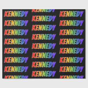 Papel De Presente Arco-Íris Nome "KENNEDY"; Divertido e Colorido