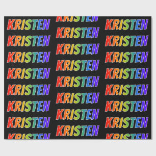 Papel De Presente Arco-Íris Nome "KRISTEN"; Divertido e Colorido