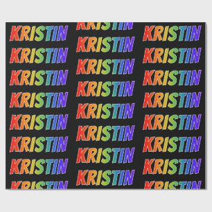Papel De Presente Arco-Íris Nome "KRISTIN"; Divertido e Colorido