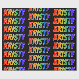 Papel De Presente Arco-Íris Nome "KRISTY"; Divertido e Colorido