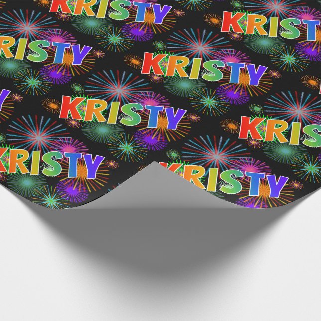 Papel De Presente Arco-Íris Nome "KRISTY" + Fireworks (Ponta)