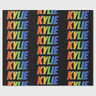 Papel De Presente Arco-Íris Nome "KYLIE"; Divertido e Colorido