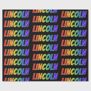 Papel De Presente Arco-Íris Nome "LINCOLN"; Divertido e Colorido
