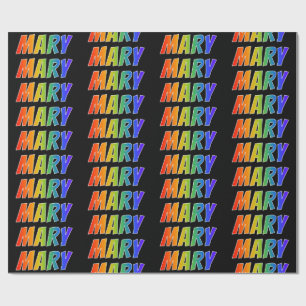 Papel De Presente Arco-Íris Nome "MARY"; Divertido e Colorido