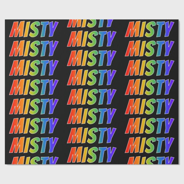 Papel De Presente Arco-Íris Nome "MISTY"; Divertido e Colorido (Aberto)