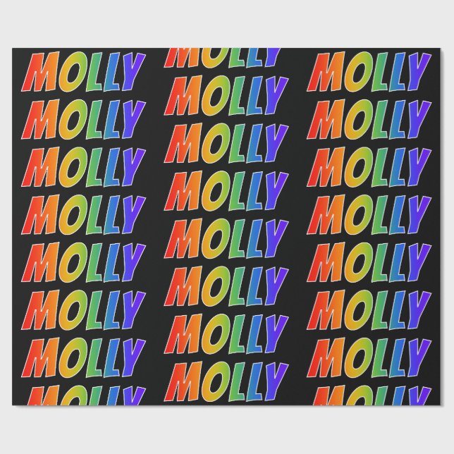 Papel De Presente Arco-Íris Nome "MOLLY"; Divertido e Colorido (Aberto)