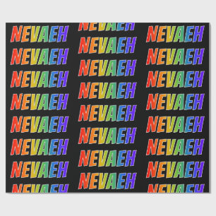 Papel De Presente Arco-Íris Nome "NEVAEH"; Divertido e Colorido
