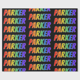 Papel De Presente Arco-Íris Nome "PARKER"; Divertido e Colorido