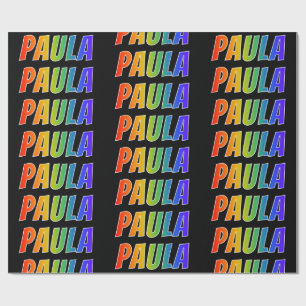 Papel De Presente Arco-Íris Nome "PAULA"; Divertido e Colorido