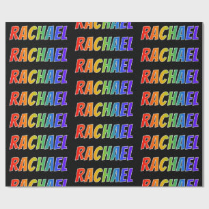 Papel De Presente Arco-Íris Nome "RACHAEL"; Divertido e Colorido