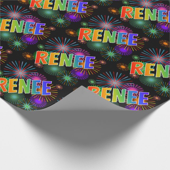 Papel De Presente Arco-Íris Nome "RENEE" + Fireworks (Ponta)