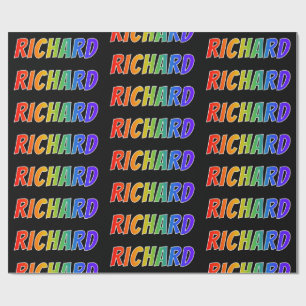 Papel De Presente Arco-Íris Nome "RICHARD"; Divertido e Colorido