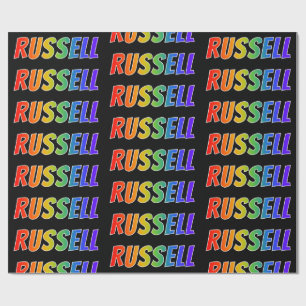 Papel De Presente Arco-Íris Nome "RUSSELL"; Divertido e Colorido