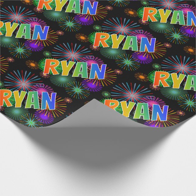 Papel De Presente Arco-Íris Nome "RYAN" + Fireworks (Ponta)