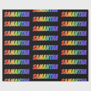 Papel De Presente Arco-Íris Nome "SAMANTHA"; Divertido e Colorido