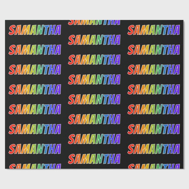 Papel De Presente Arco-Íris Nome "SAMANTHA"; Divertido e Colorido (Aberto)